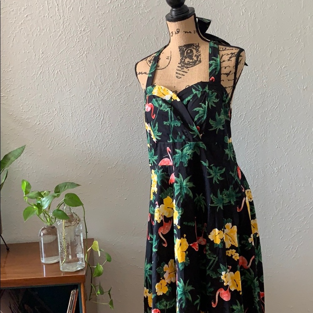 Pinup Rockabilly Flamingo Dress 3XL Plus Volup